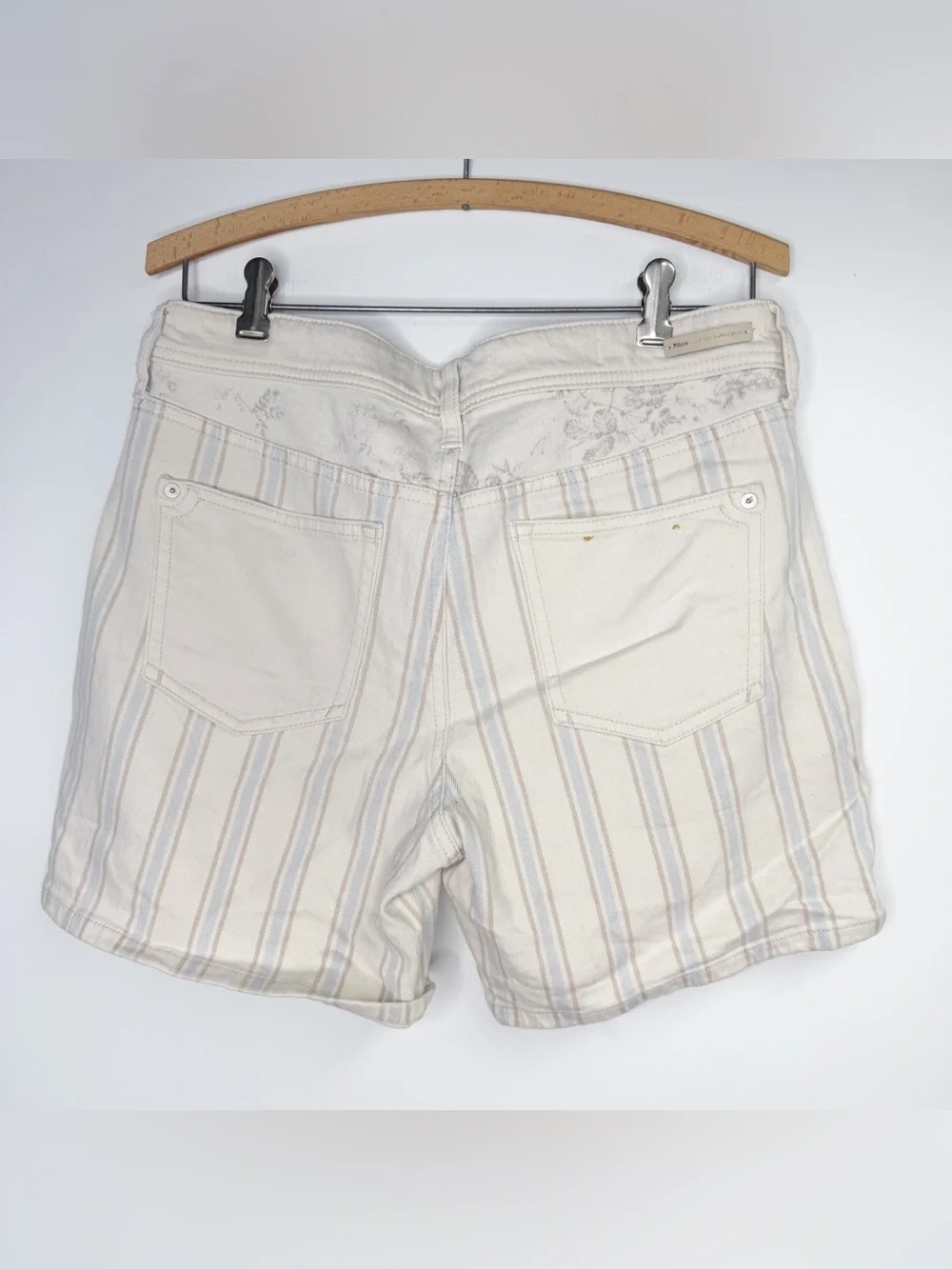 Anthropologie Pilcro and the Letterpress Slim Boyfriend Striped Denim Shorts 28 - Picture 4 of 6